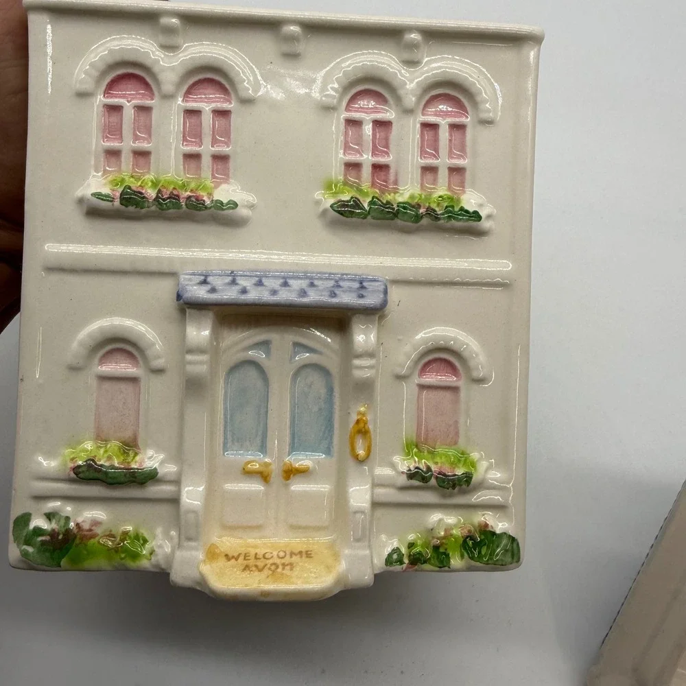 Vintage Avon Townhouse Canister Collection Ceramic Jar Hand Painted Brazil L